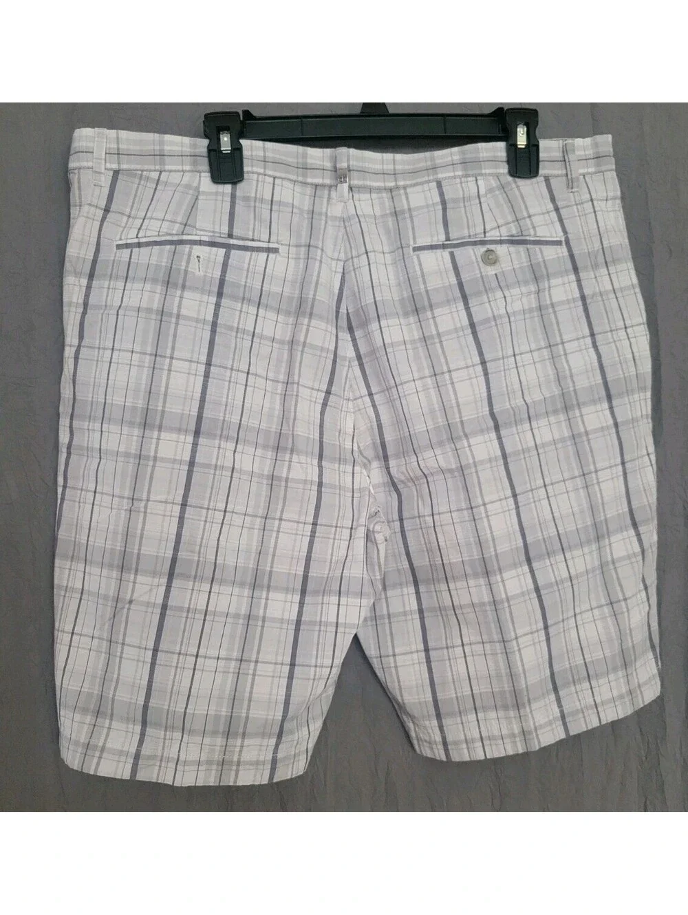 Calvin Klein Mens 38 Gray Plaid Bermuda Chino Shorts Preppy Golf NWOT